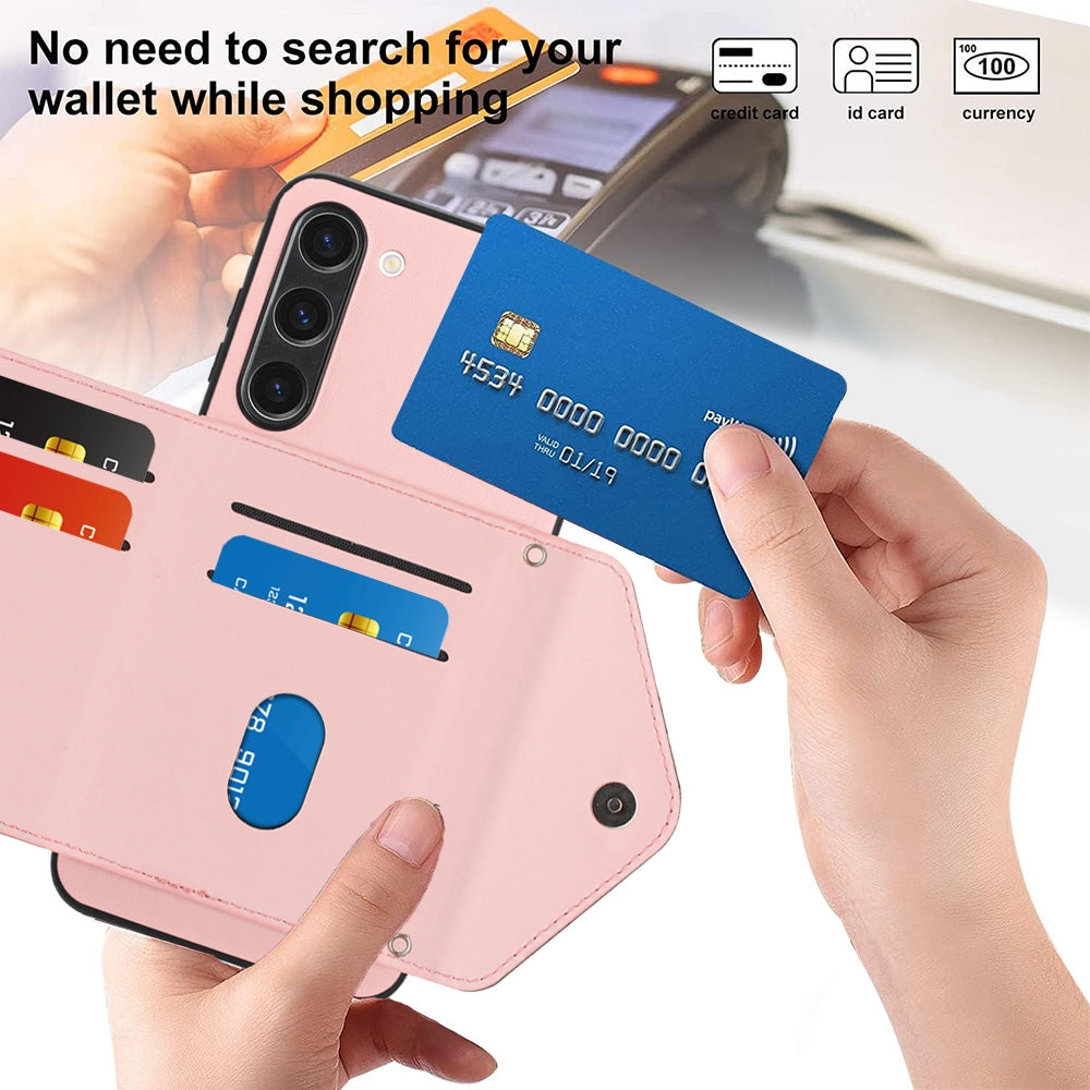 For Samsung Galaxy S23+ 5G Case - Rhombic Texture, RFID Blocking Wallet, Durable PU Leather with Lanyard