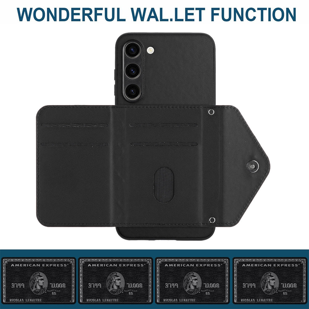 For Samsung Galaxy S23+ 5G Case - Rhombic Texture, RFID Blocking Wallet, Durable PU Leather with Lanyard