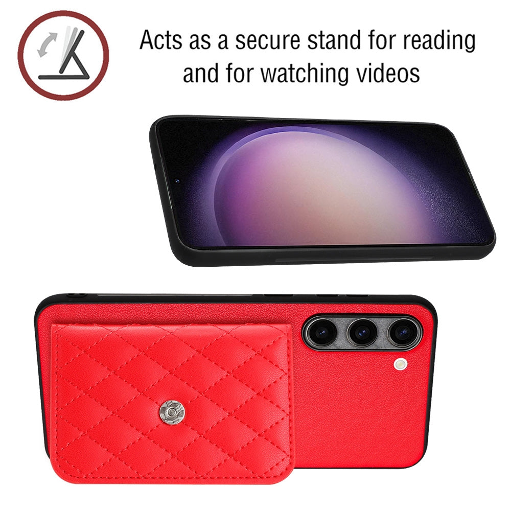 For Samsung Galaxy S23+ 5G Case - Rhombic Texture, RFID Blocking Wallet, Durable PU Leather with Lanyard