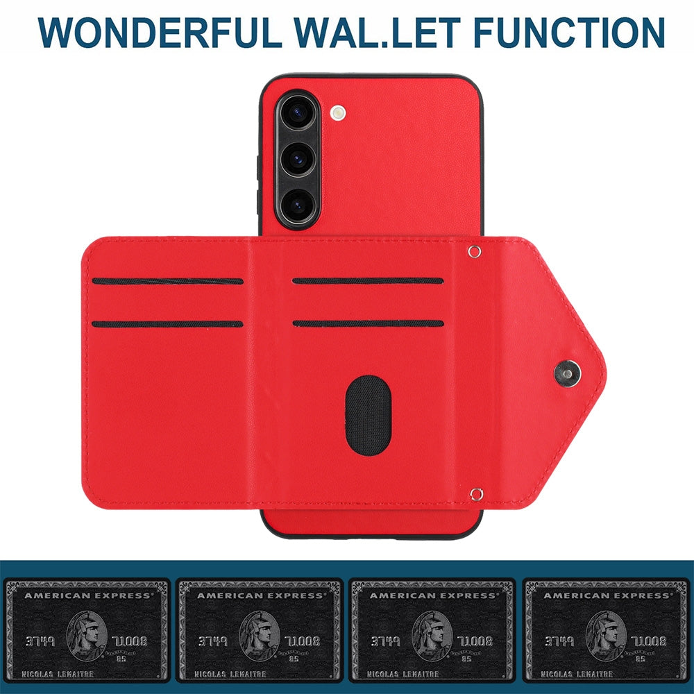 For Samsung Galaxy S23+ 5G Case - Rhombic Texture, RFID Blocking Wallet, Durable PU Leather with Lanyard
