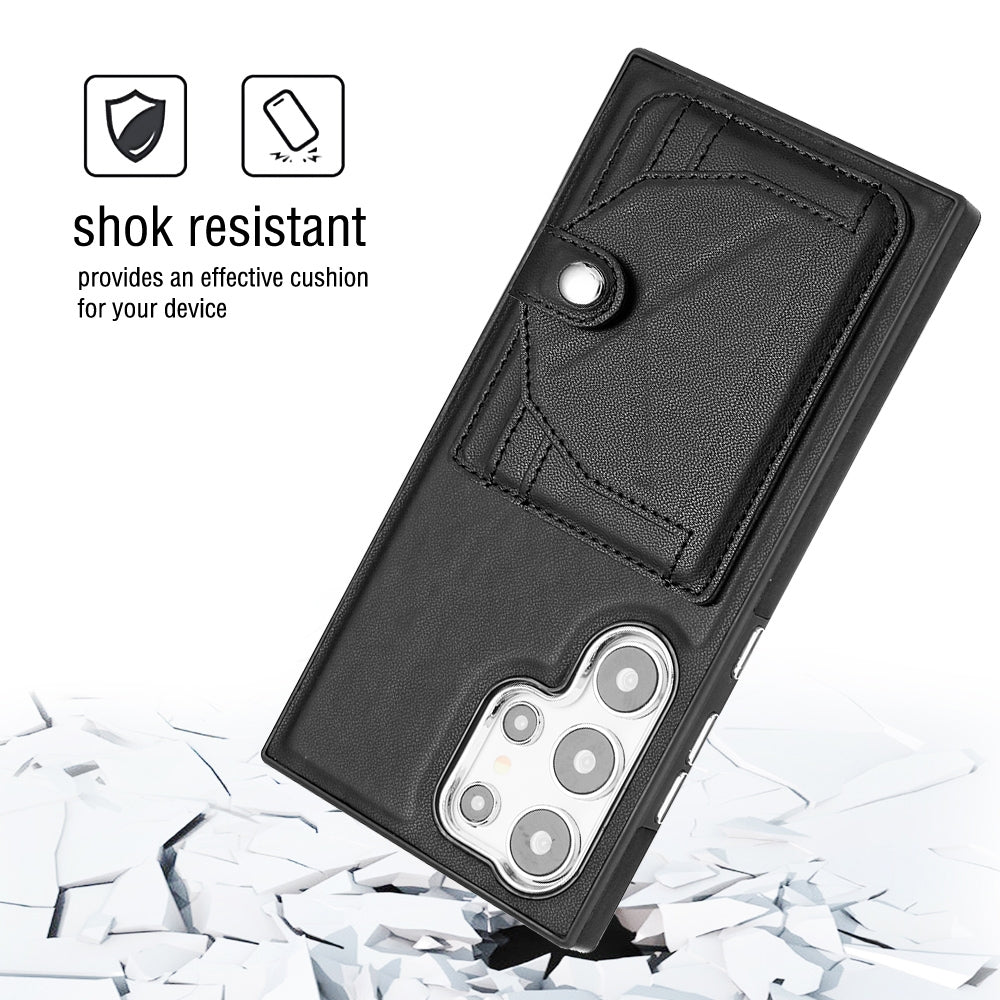 For Samsung Galaxy S24 Ultra 5G Leather Case - Shockproof with Card Holder, Durable Design