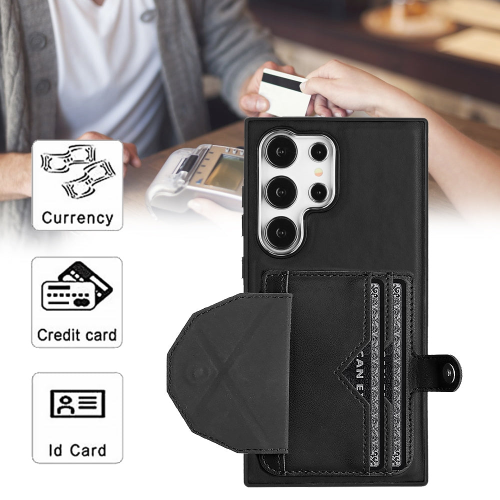 For Samsung Galaxy S24 Ultra 5G Leather Case - Shockproof with Card Holder, Durable Design