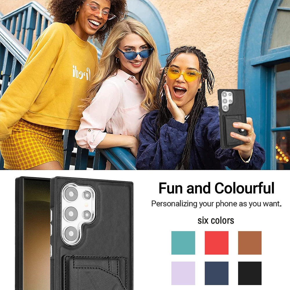 For Samsung Galaxy S24 Ultra 5G Leather Case - Shockproof with Card Holder, Durable Design