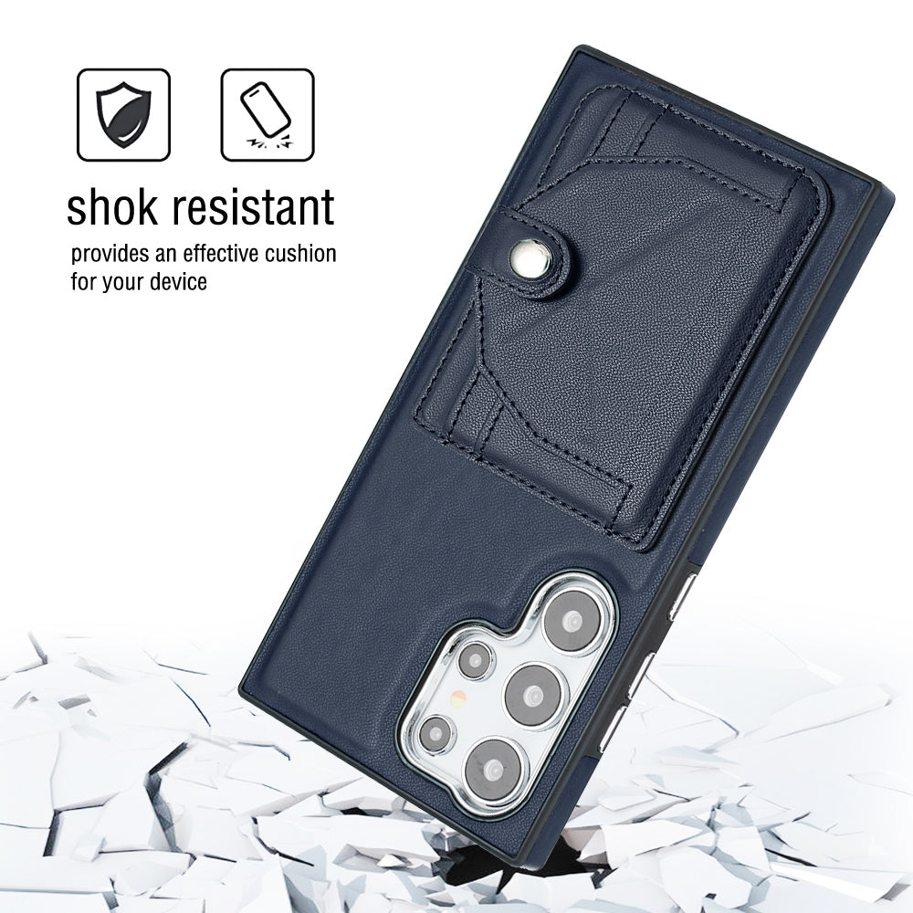 For Samsung Galaxy S24 Ultra 5G Leather Case - Shockproof with Card Holder, Durable Design
