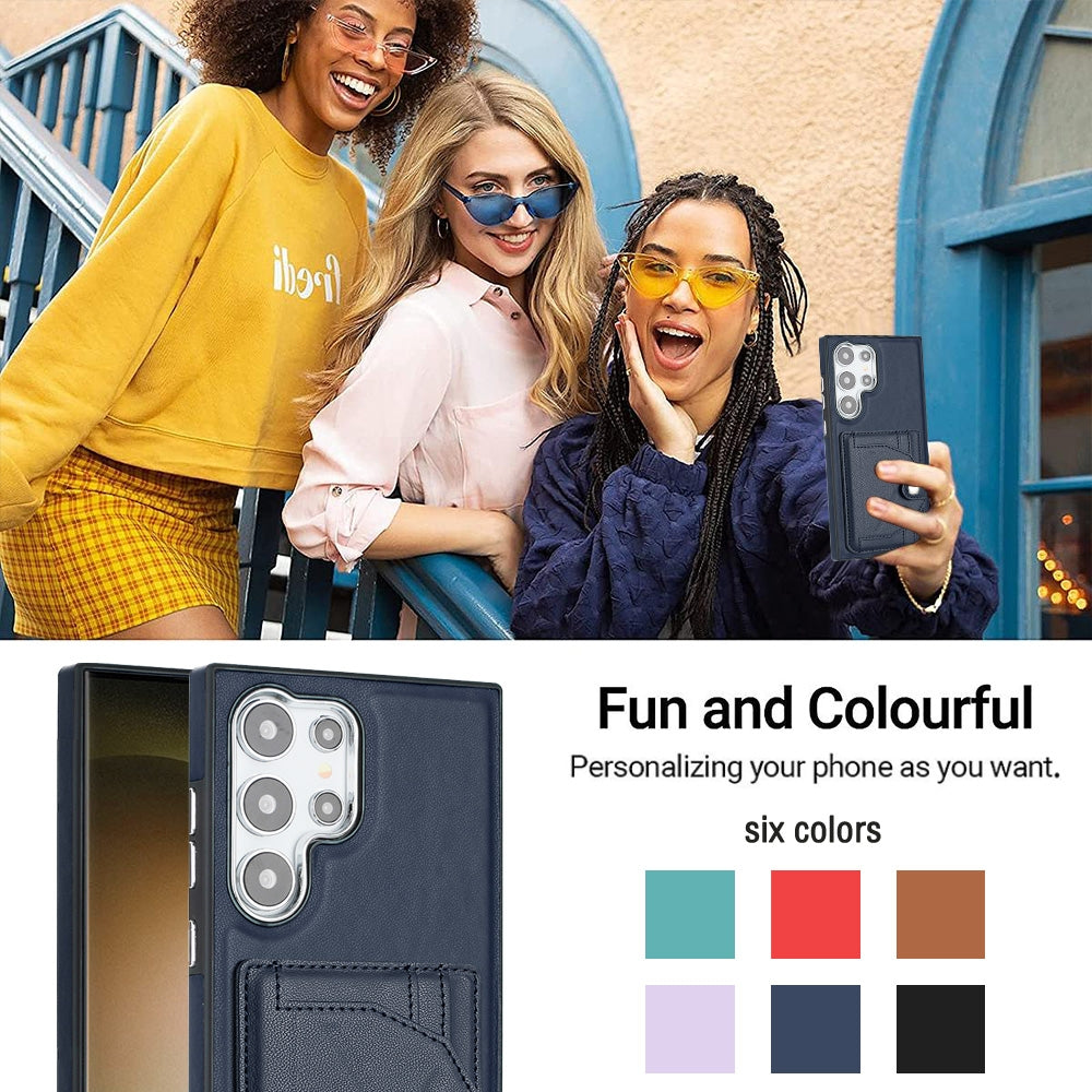 For Samsung Galaxy S24 Ultra 5G Leather Case - Shockproof with Card Holder, Durable Design