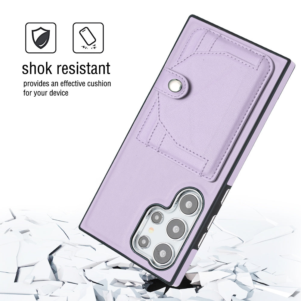 For Samsung Galaxy S24 Ultra 5G Leather Case - Shockproof with Card Holder, Durable Design