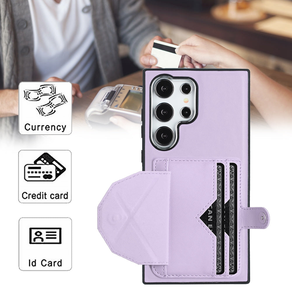 For Samsung Galaxy S24 Ultra 5G Leather Case - Shockproof with Card Holder, Durable Design