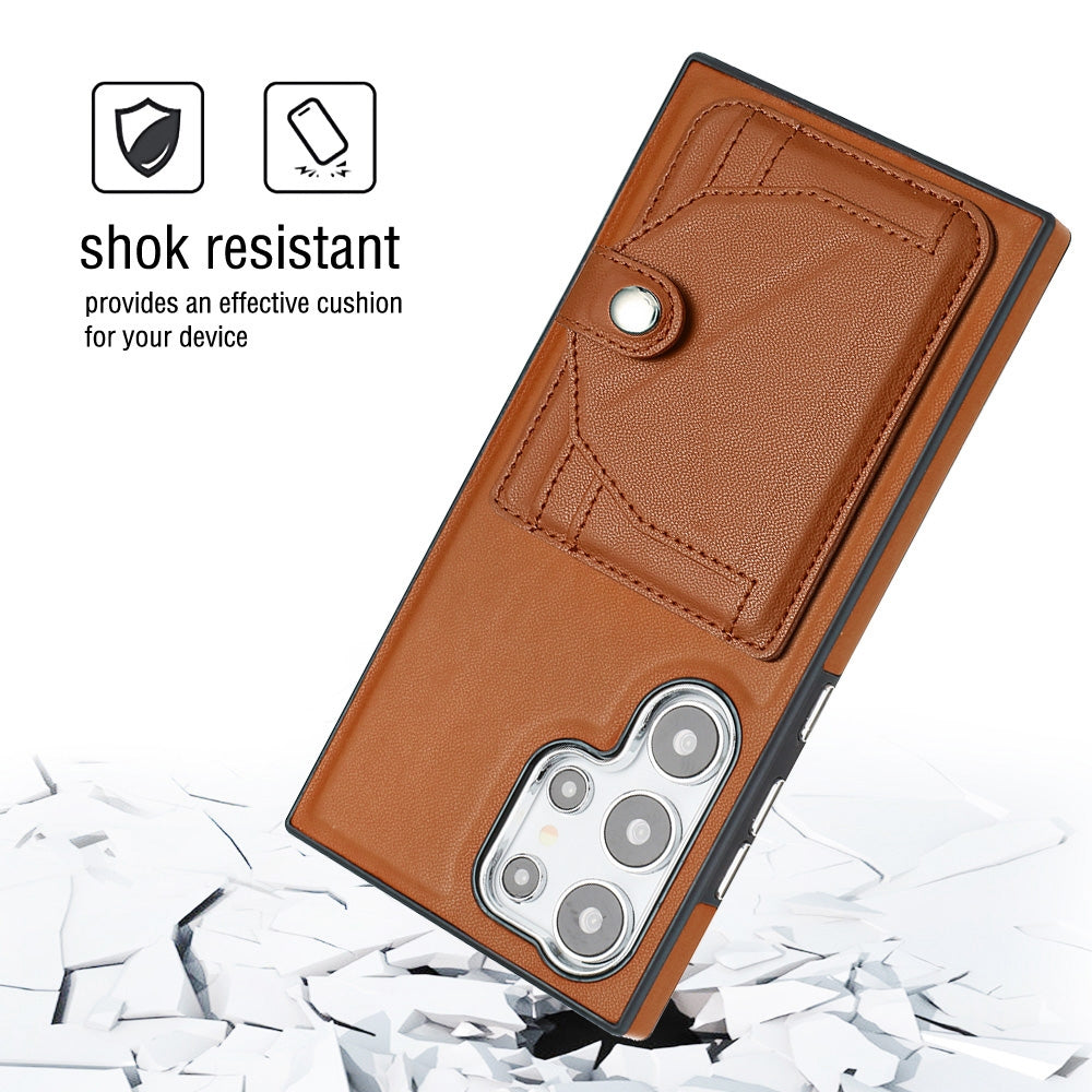 For Samsung Galaxy S24 Ultra 5G Leather Case - Shockproof with Card Holder, Durable Design