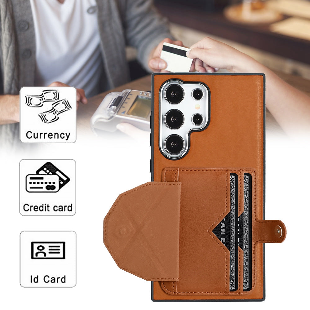 For Samsung Galaxy S24 Ultra 5G Leather Case - Shockproof with Card Holder, Durable Design