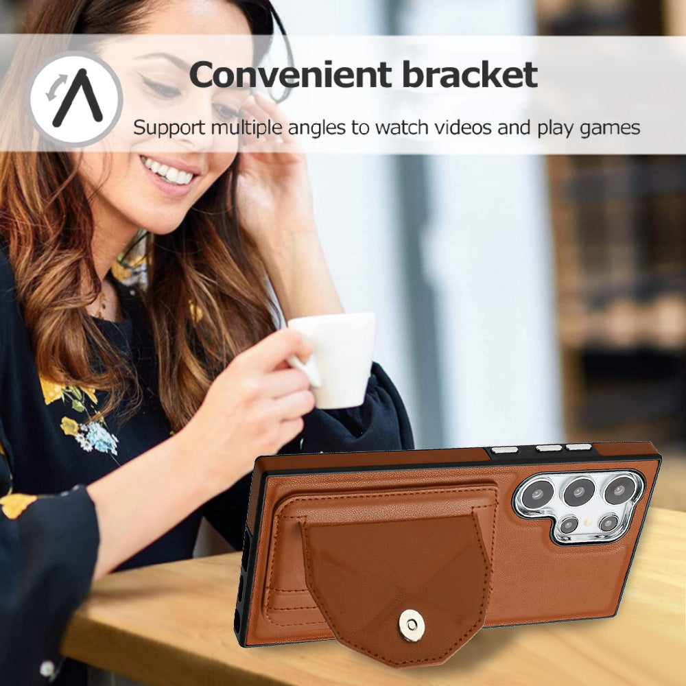 For Samsung Galaxy S24 Ultra 5G Leather Case - Shockproof with Card Holder, Durable Design