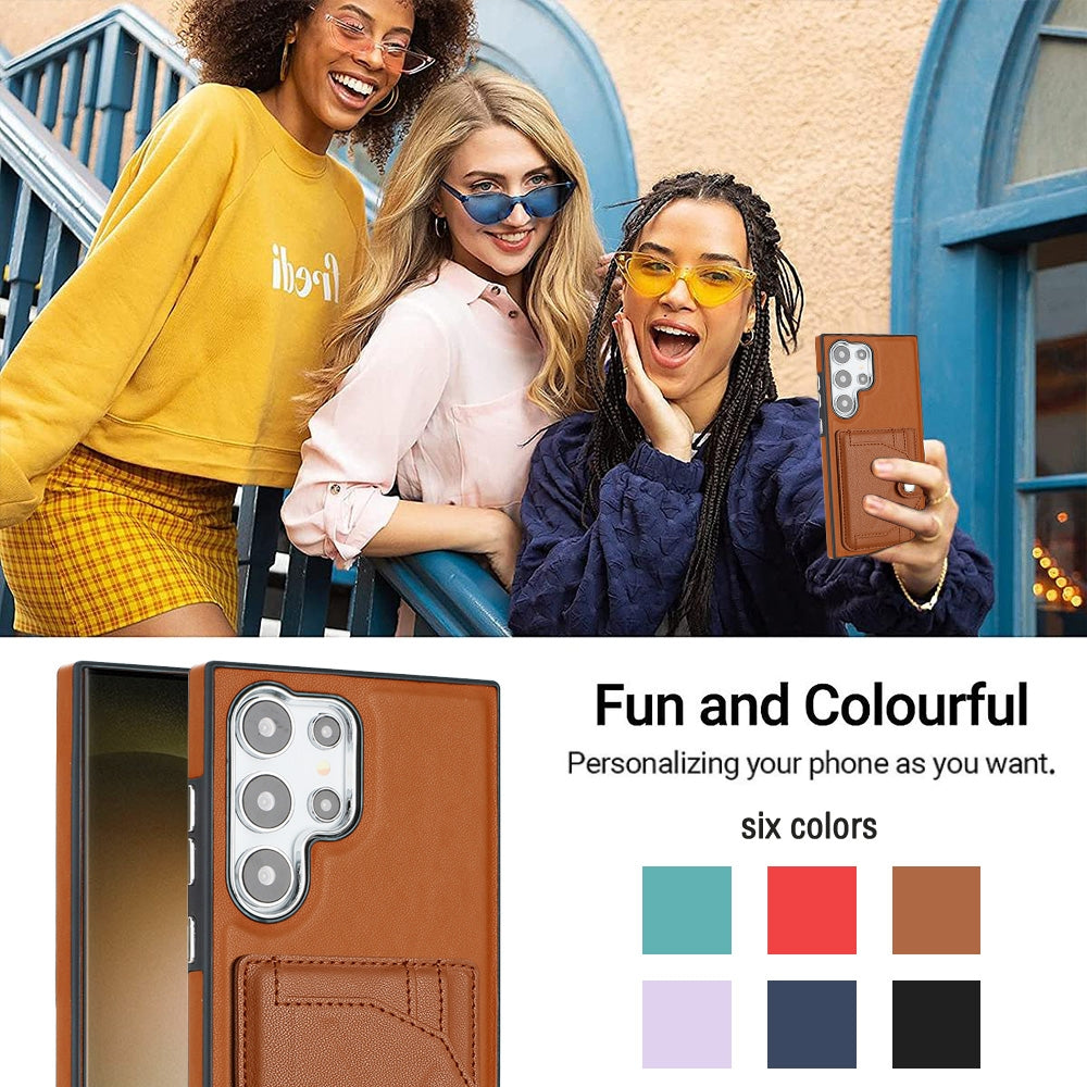 For Samsung Galaxy S24 Ultra 5G Leather Case - Shockproof with Card Holder, Durable Design
