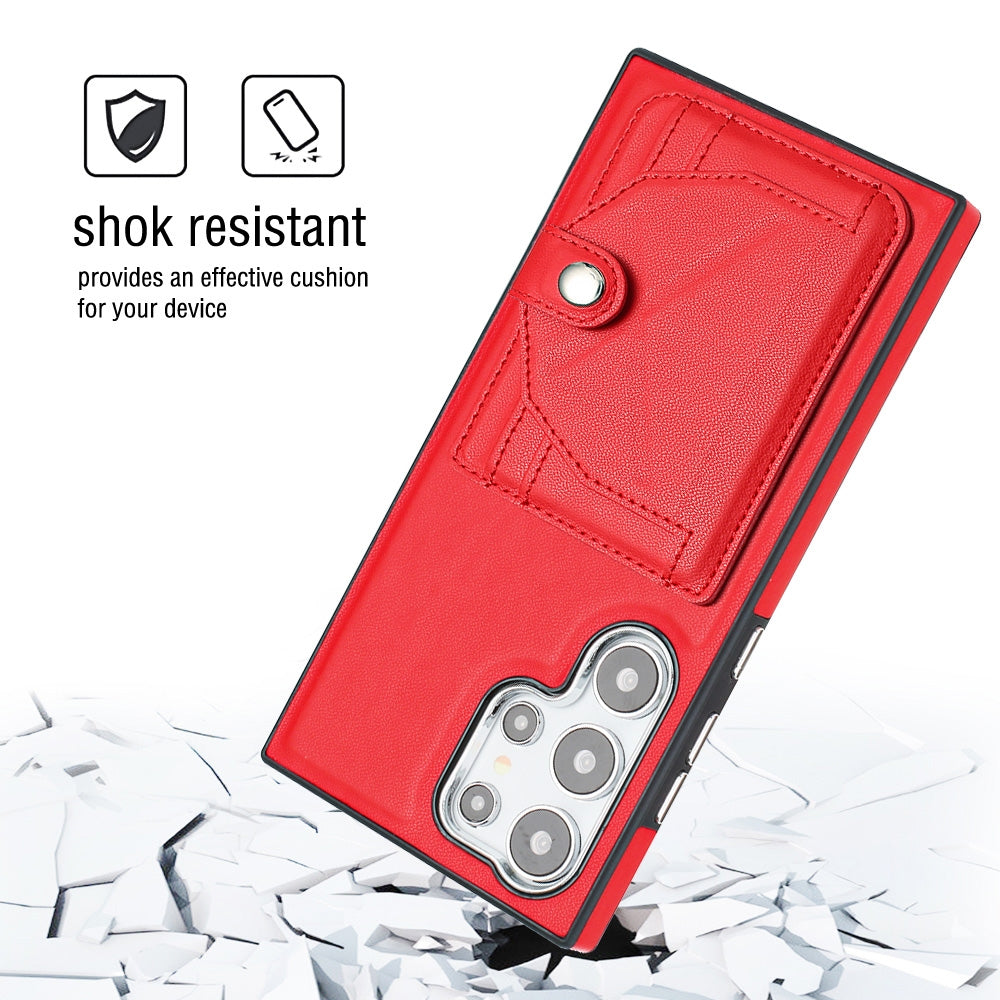 For Samsung Galaxy S24 Ultra 5G Leather Case - Shockproof with Card Holder, Durable Design