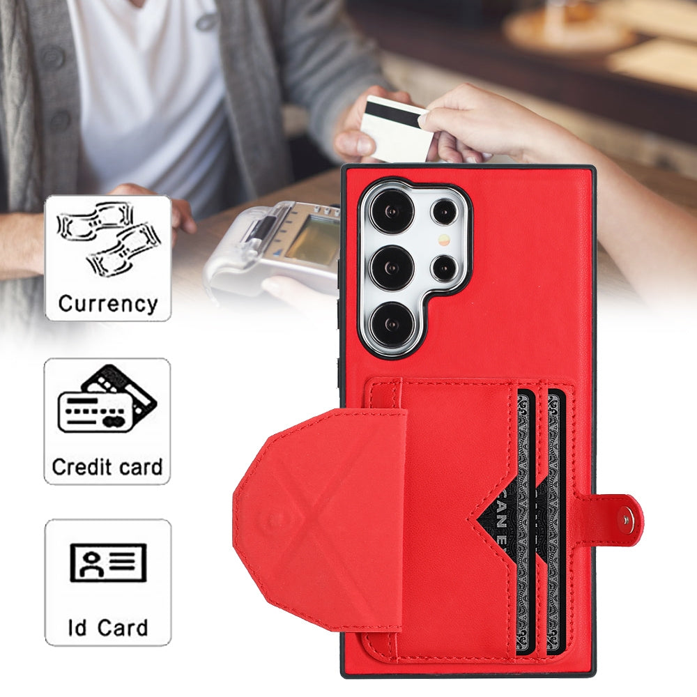 For Samsung Galaxy S24 Ultra 5G Leather Case - Shockproof with Card Holder, Durable Design
