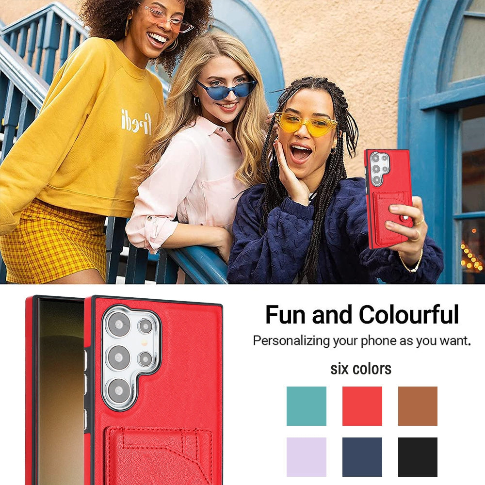 For Samsung Galaxy S24 Ultra 5G Leather Case - Shockproof with Card Holder, Durable Design