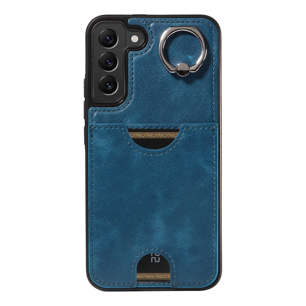 For Samsung Galaxy S22+ 5G Case with Calf Texture, Card Slot & Ring Holder