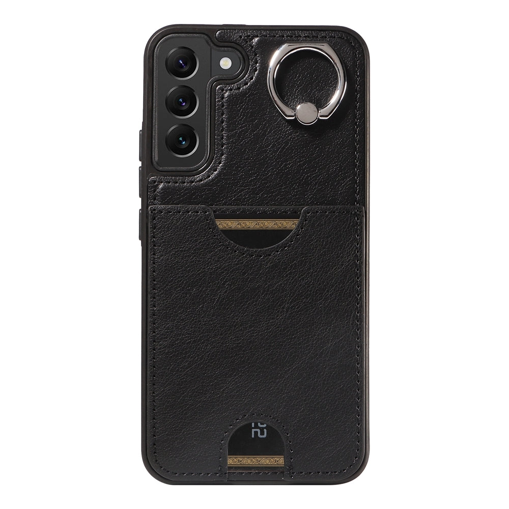 For Samsung Galaxy S22+ 5G Case with Calf Texture, Card Slot & Ring Holder