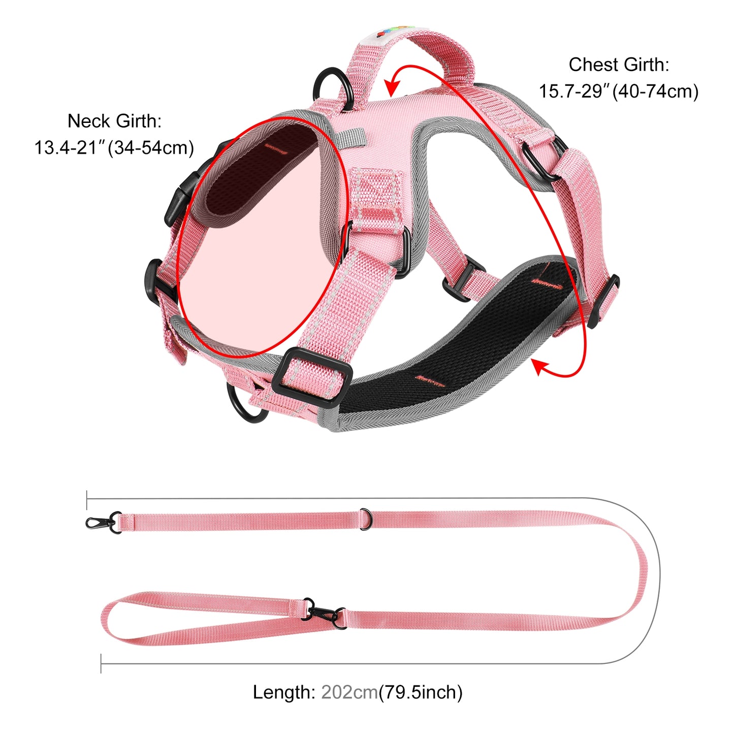 Reflective & Breathable Nylon Dog Harness with Adjustable Traction Rope - Safe and Durable