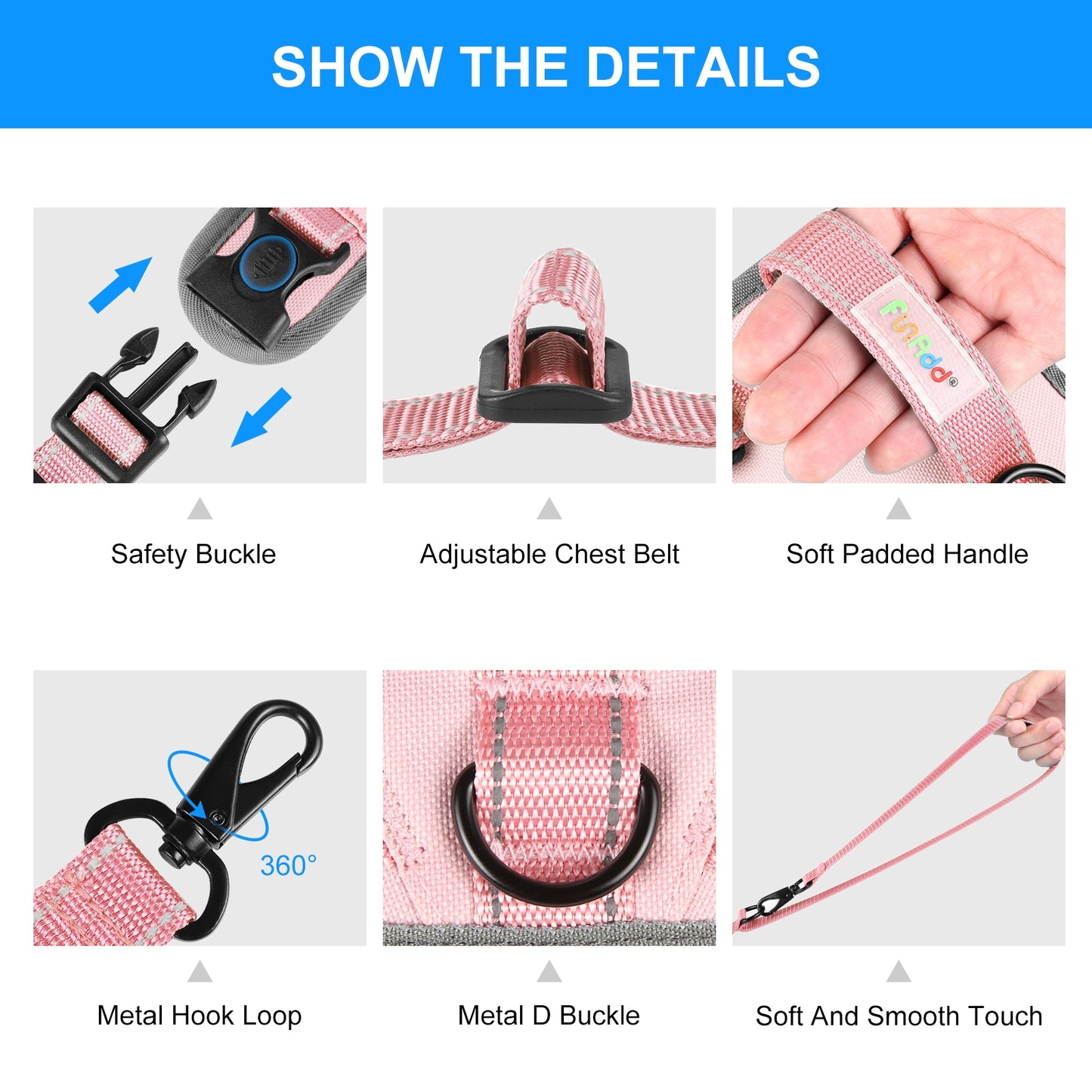 Reflective & Breathable Nylon Dog Harness with Adjustable Traction Rope - Safe and Durable