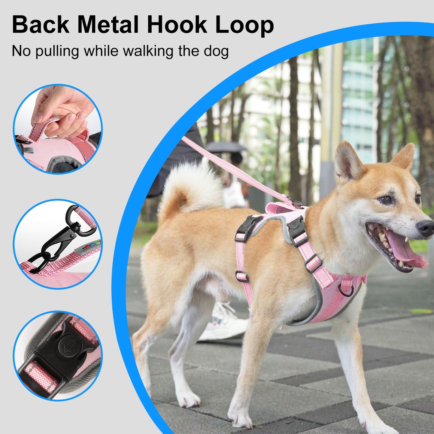 Reflective & Breathable Nylon Dog Harness with Adjustable Traction Rope - Safe and Durable