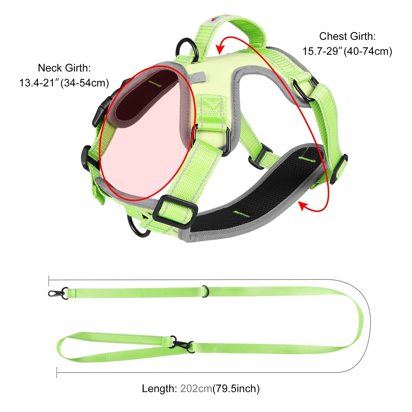 Reflective & Breathable Nylon Dog Harness with Adjustable Traction Rope - Safe and Durable