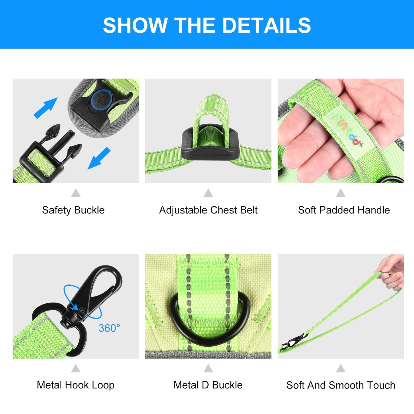 Reflective & Breathable Nylon Dog Harness with Adjustable Traction Rope - Safe and Durable
