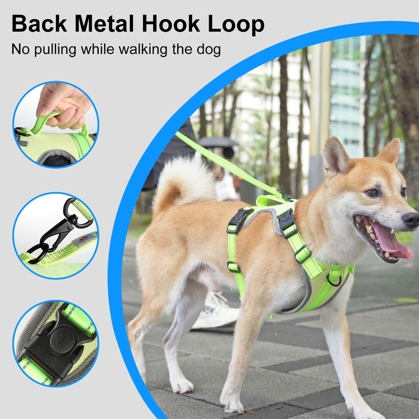 Reflective & Breathable Nylon Dog Harness with Adjustable Traction Rope - Safe and Durable