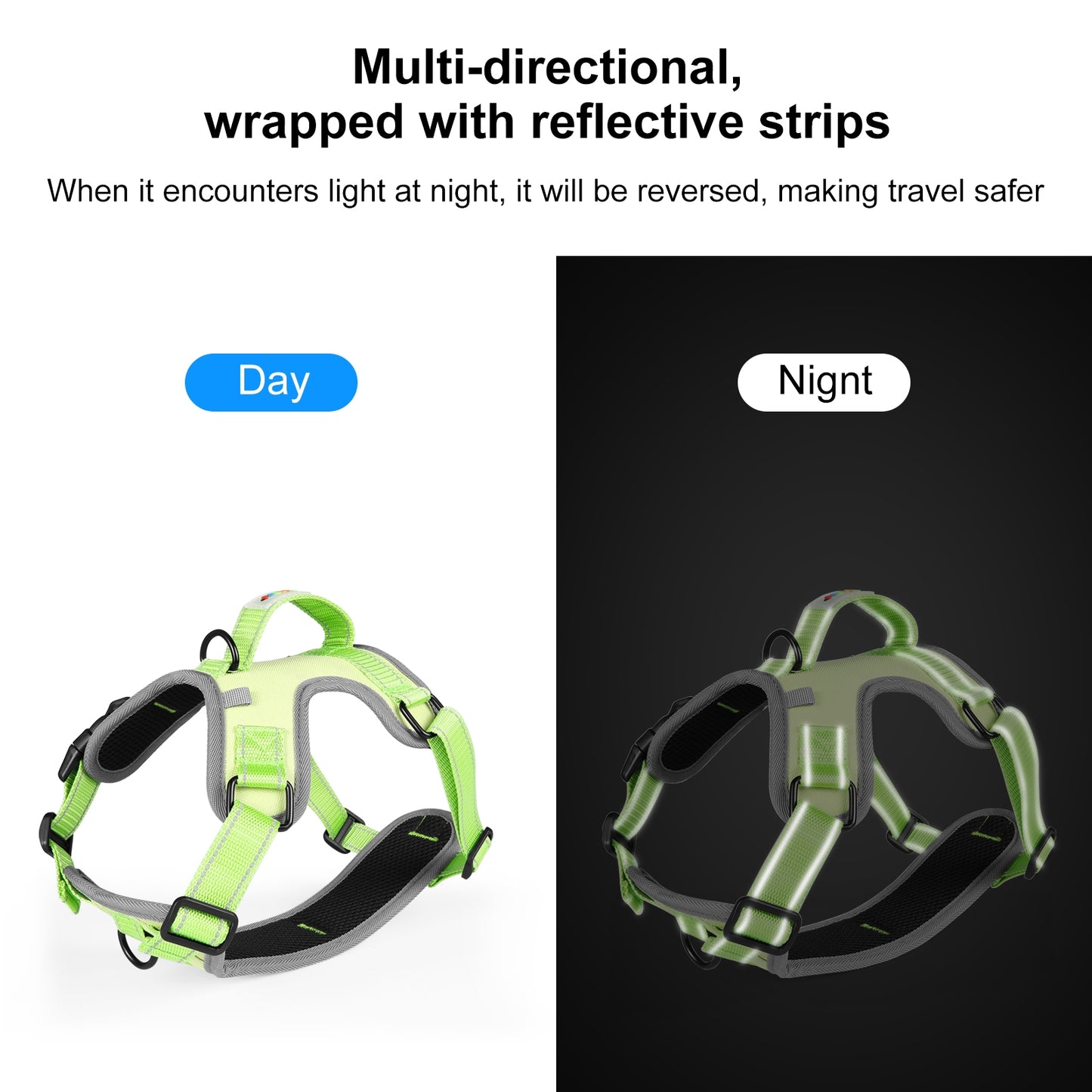Reflective & Breathable Nylon Dog Harness with Adjustable Traction Rope - Safe and Durable
