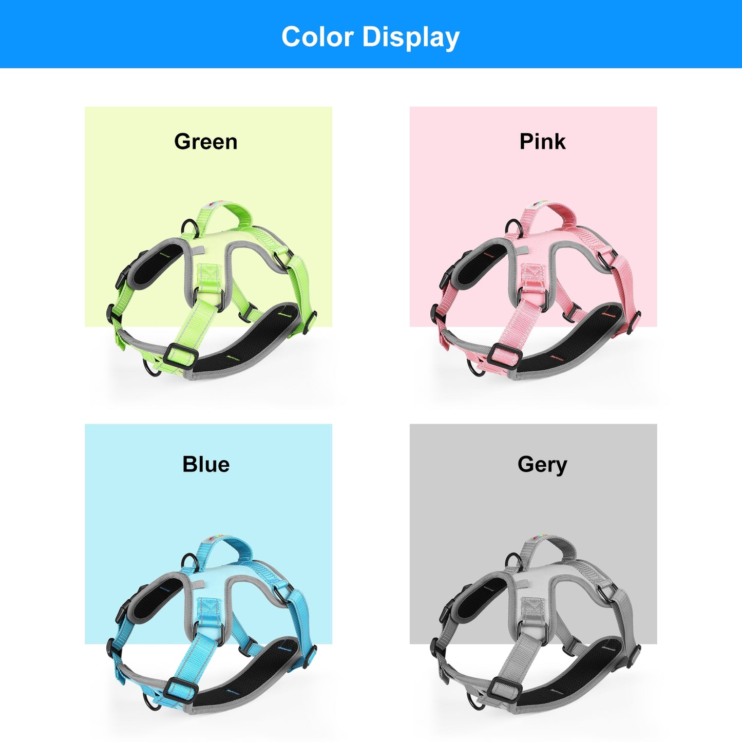 Reflective & Breathable Nylon Dog Harness with Adjustable Traction Rope - Safe and Durable