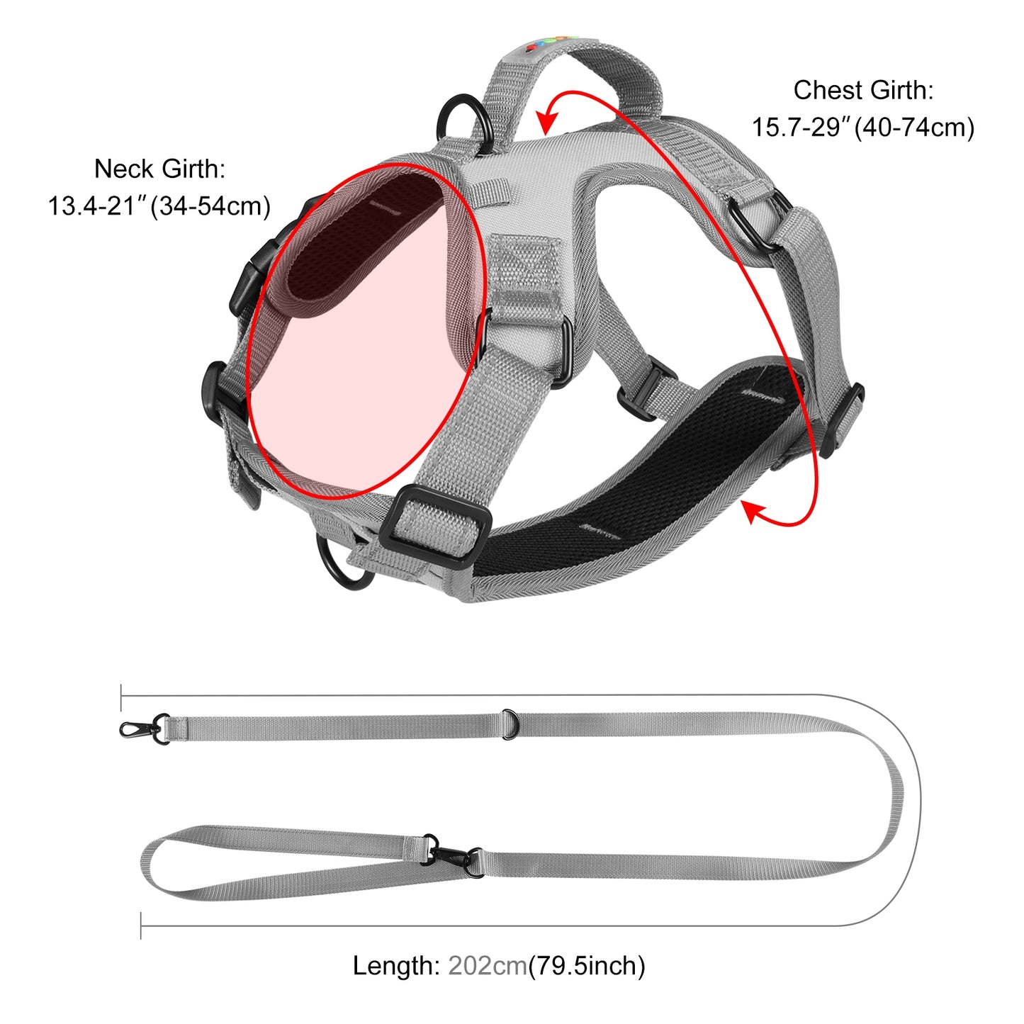 Reflective & Breathable Nylon Dog Harness with Adjustable Traction Rope - Safe and Durable