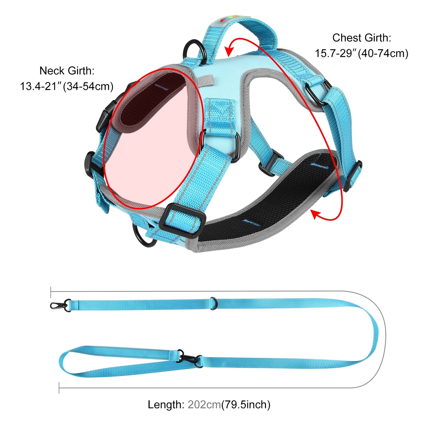 Reflective & Breathable Nylon Dog Harness with Adjustable Traction Rope - Safe and Durable
