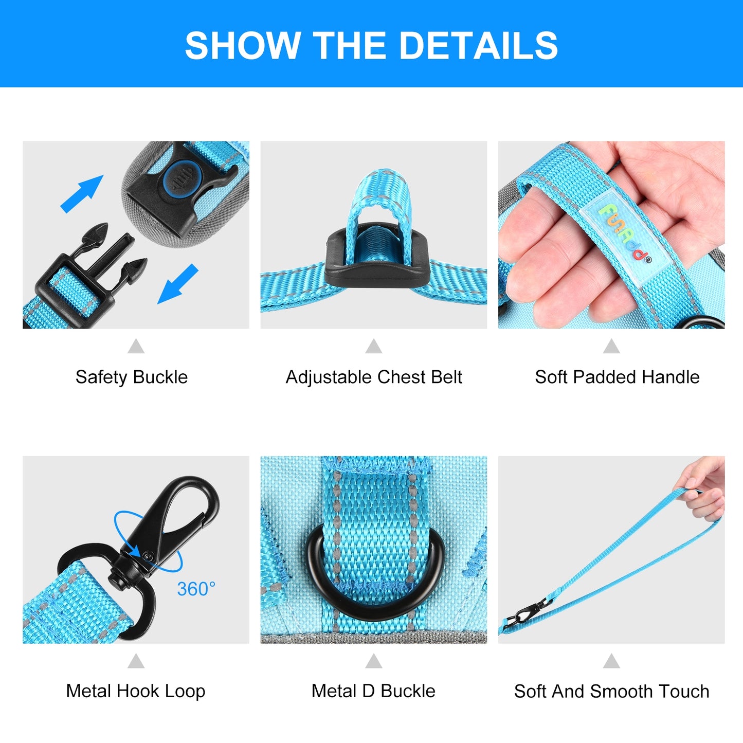 Reflective & Breathable Nylon Dog Harness with Adjustable Traction Rope - Safe and Durable