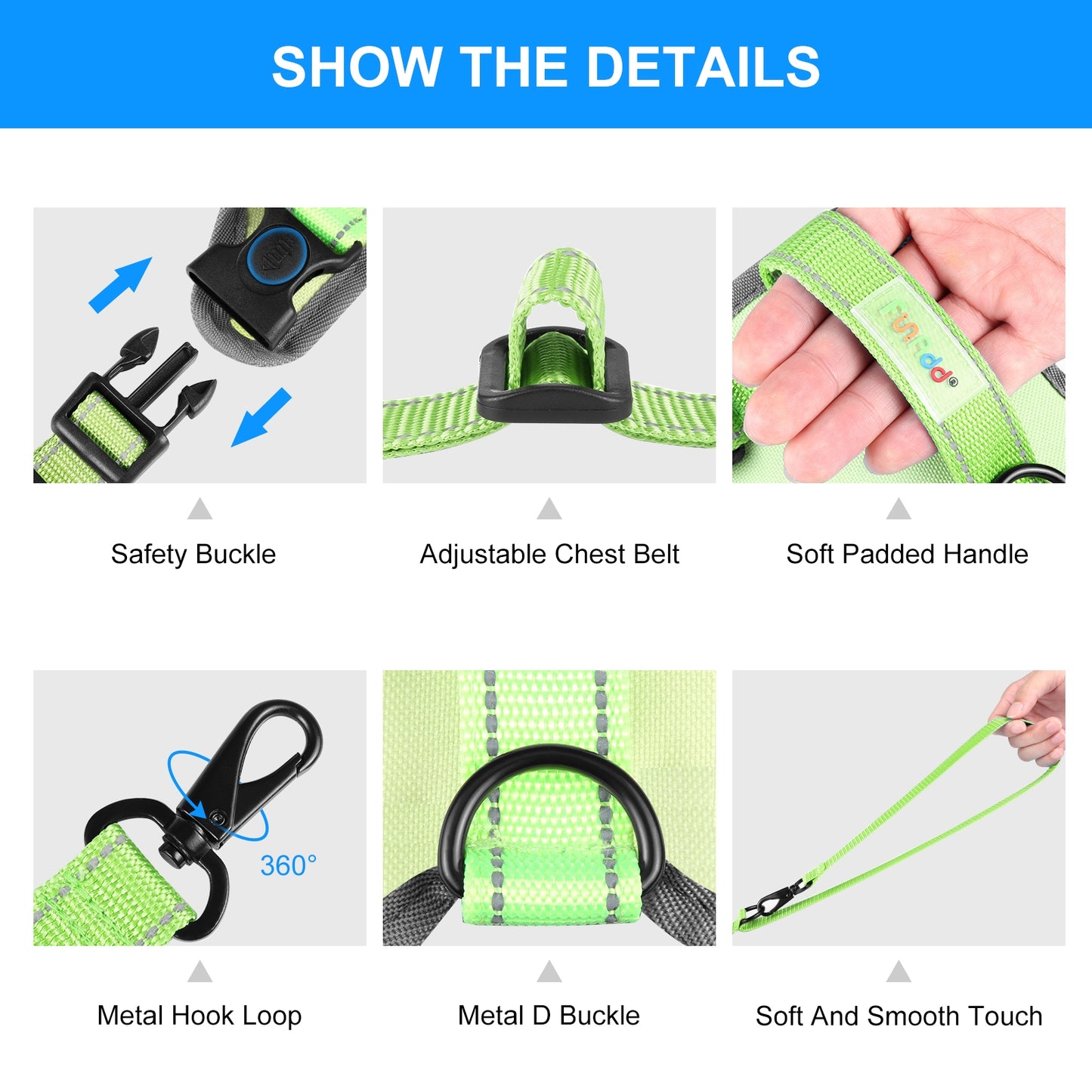 Reflective & Breathable Nylon Dog Harness with Adjustable Traction Rope - Safe and Durable