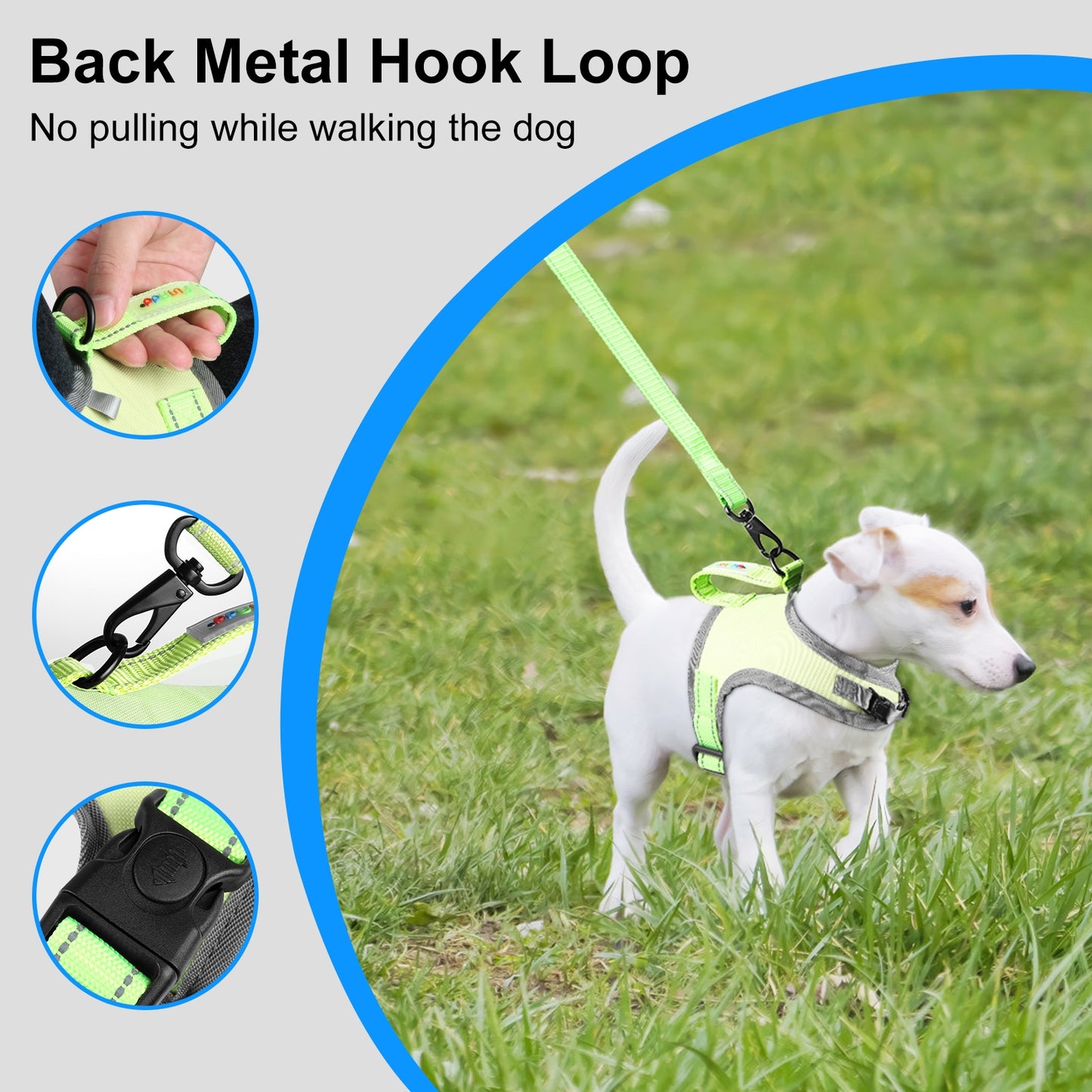 Reflective & Breathable Nylon Dog Harness with Adjustable Traction Rope - Safe and Durable