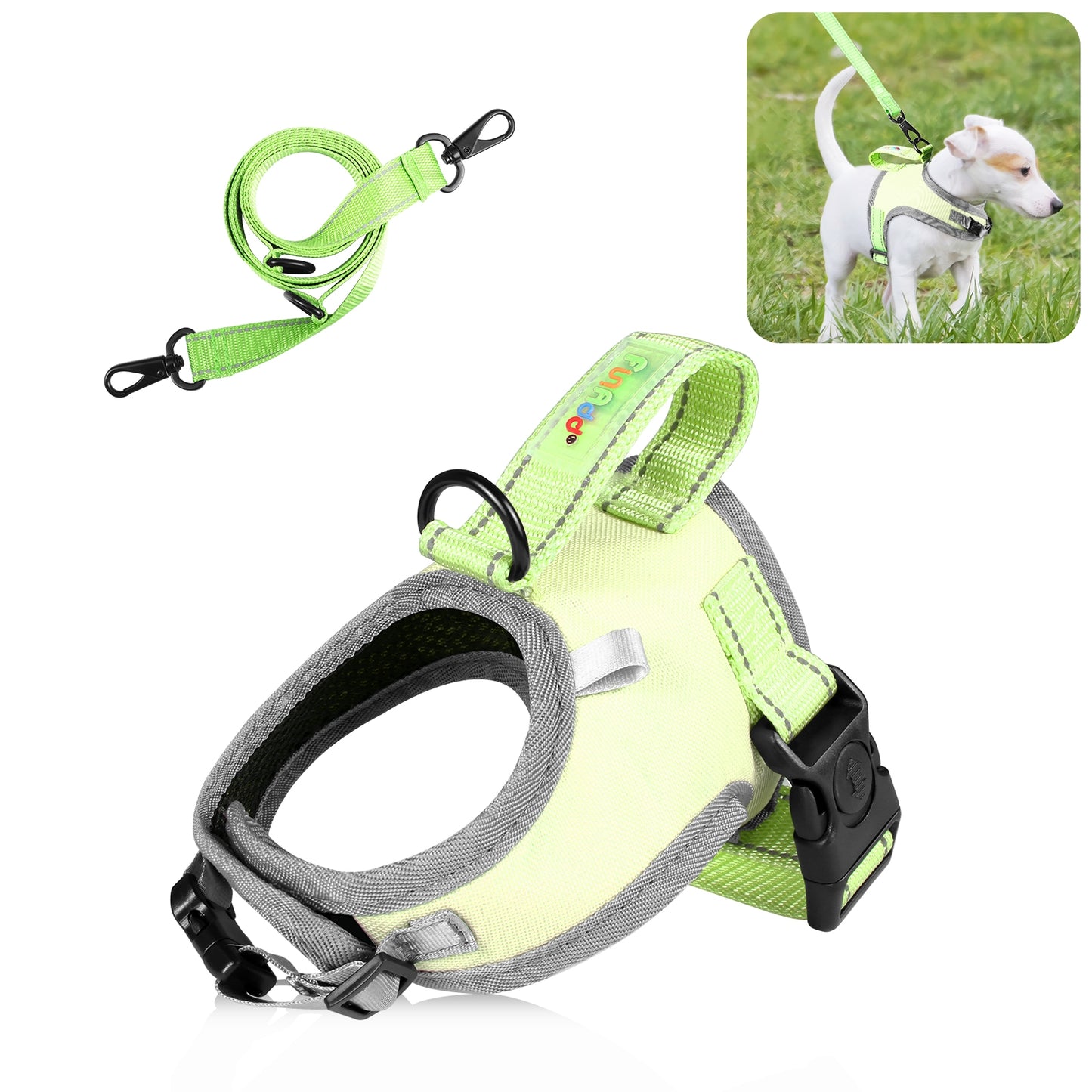 Reflective & Breathable Nylon Dog Harness with Adjustable Traction Rope - Safe and Durable