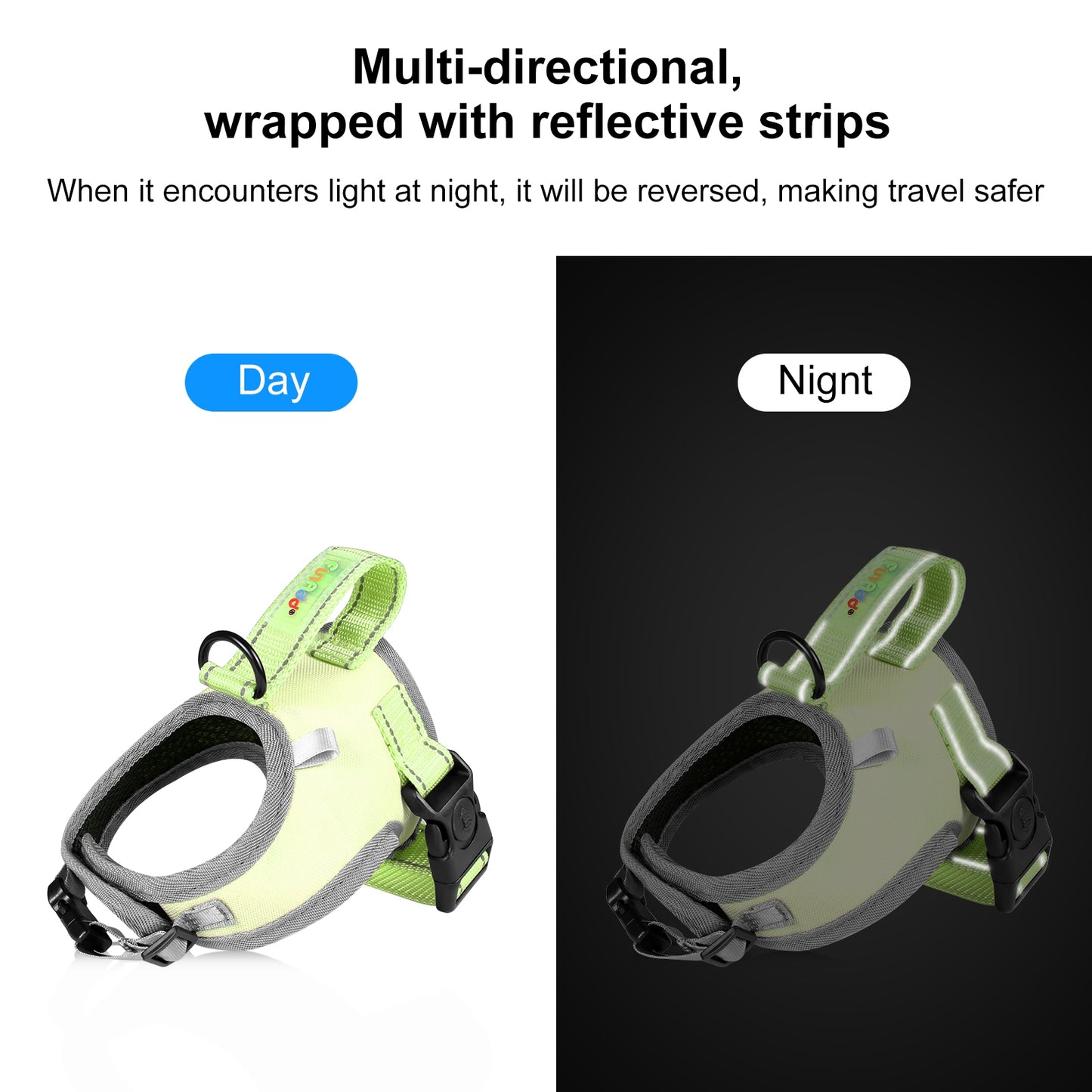 Reflective & Breathable Nylon Dog Harness with Adjustable Traction Rope - Safe and Durable