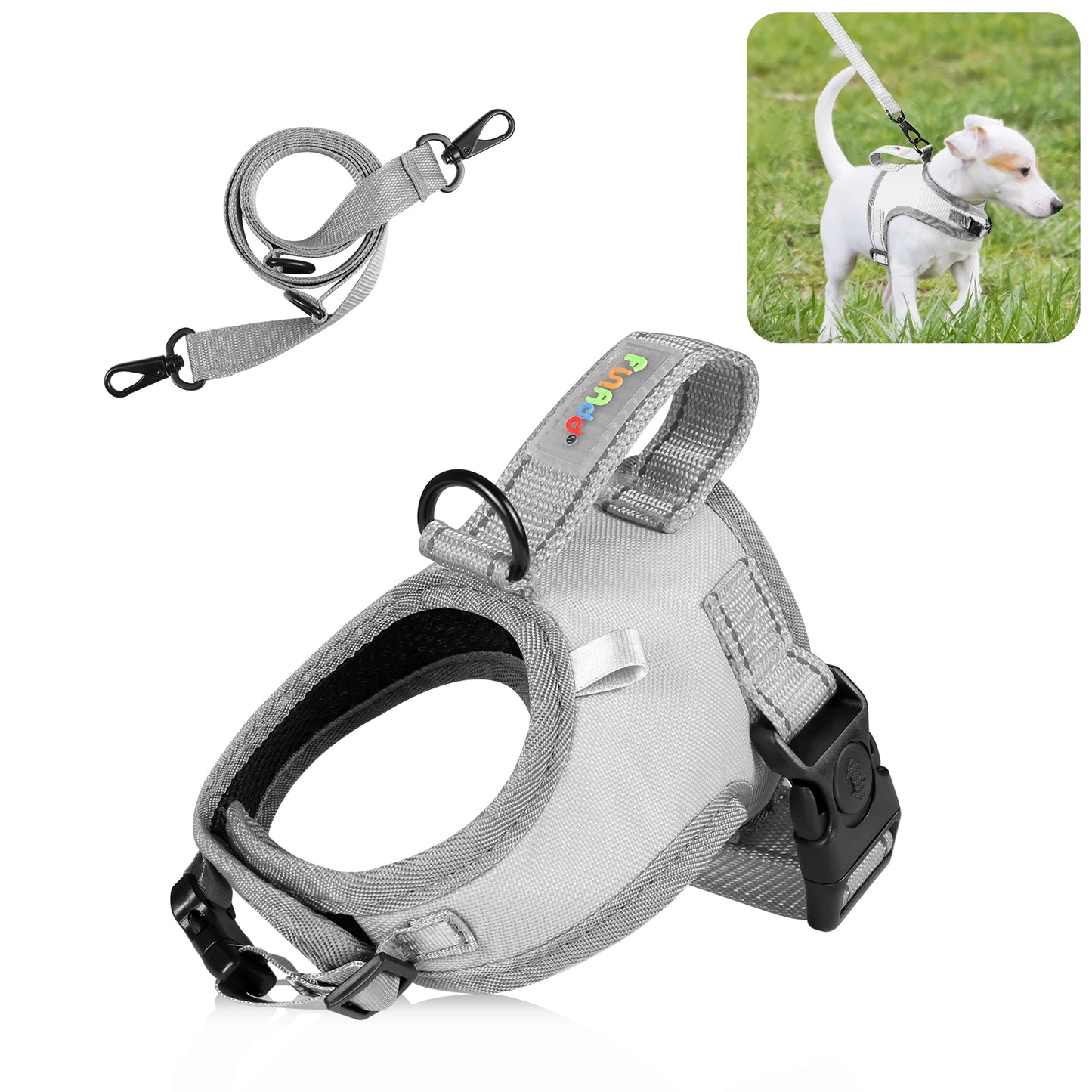 Reflective & Breathable Nylon Dog Harness with Adjustable Traction Rope - Safe and Durable