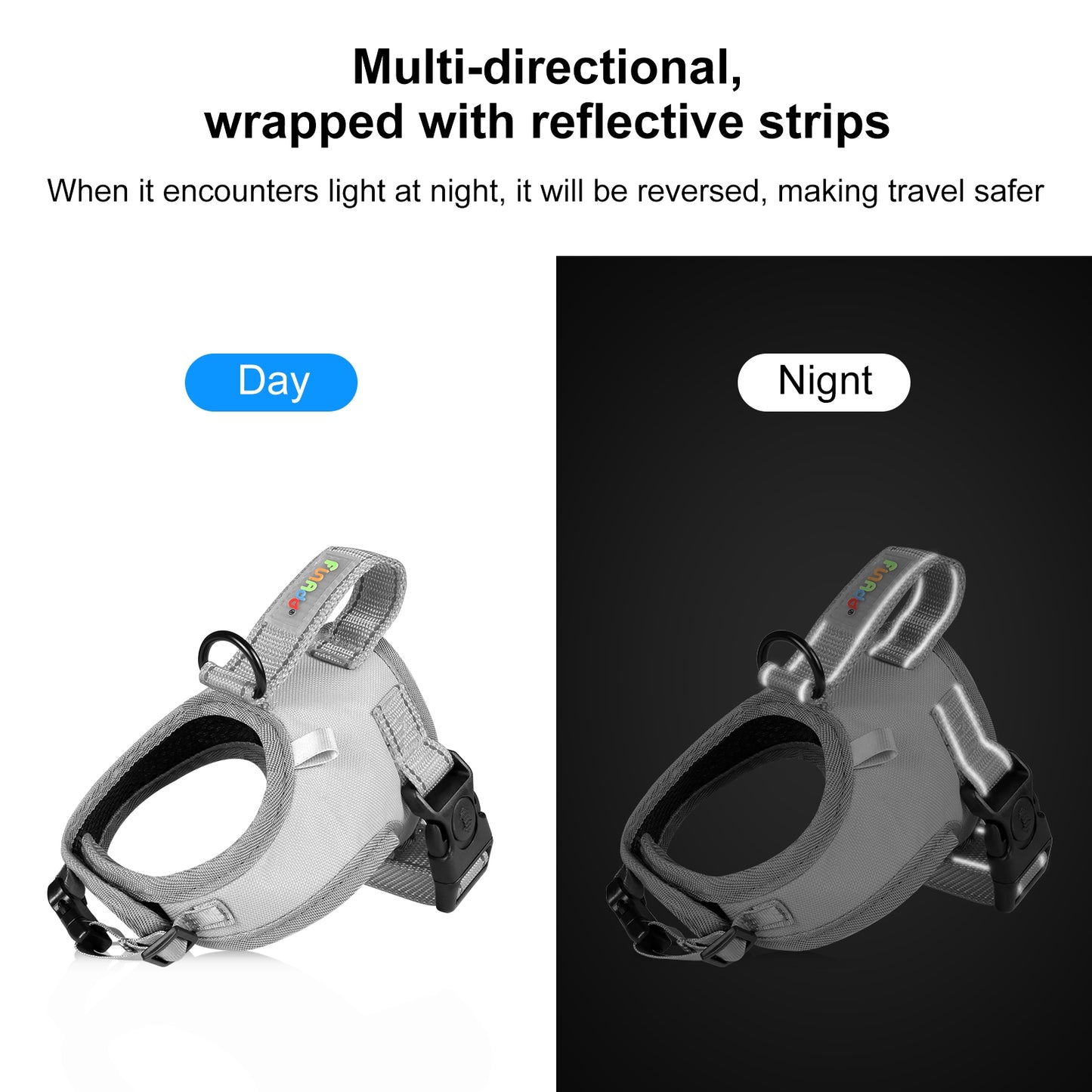 Reflective & Breathable Nylon Dog Harness with Adjustable Traction Rope - Safe and Durable