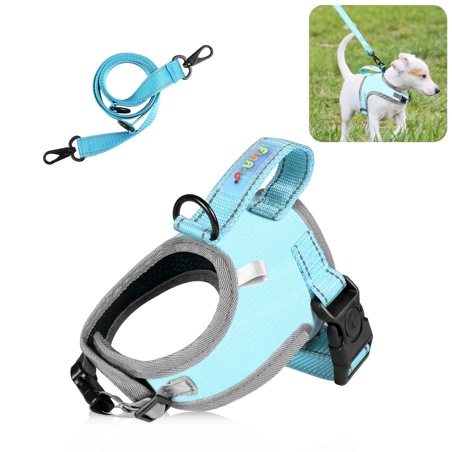 Reflective & Breathable Nylon Dog Harness with Adjustable Traction Rope - Safe and Durable