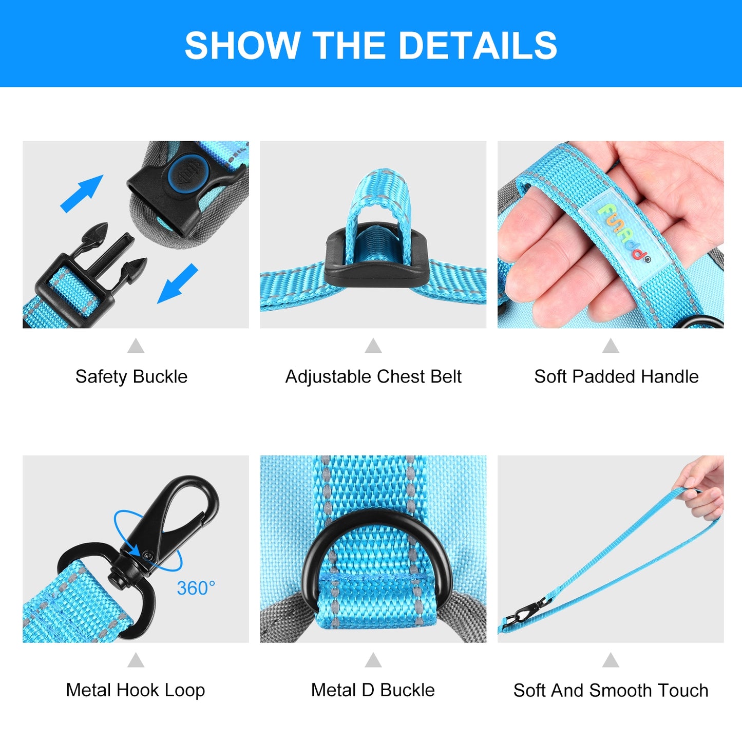 Reflective & Breathable Nylon Dog Harness with Adjustable Traction Rope - Safe and Durable