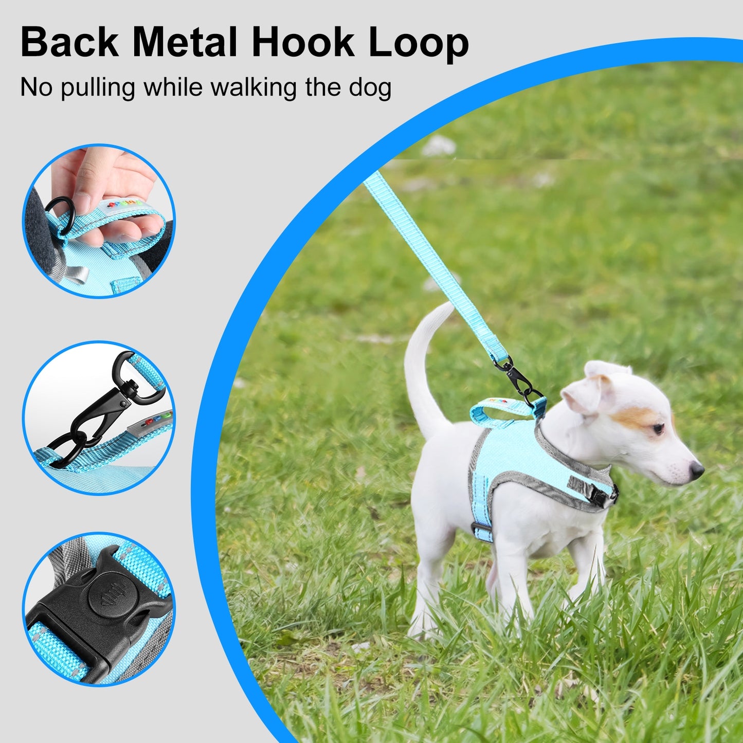 Reflective & Breathable Nylon Dog Harness with Adjustable Traction Rope - Safe and Durable
