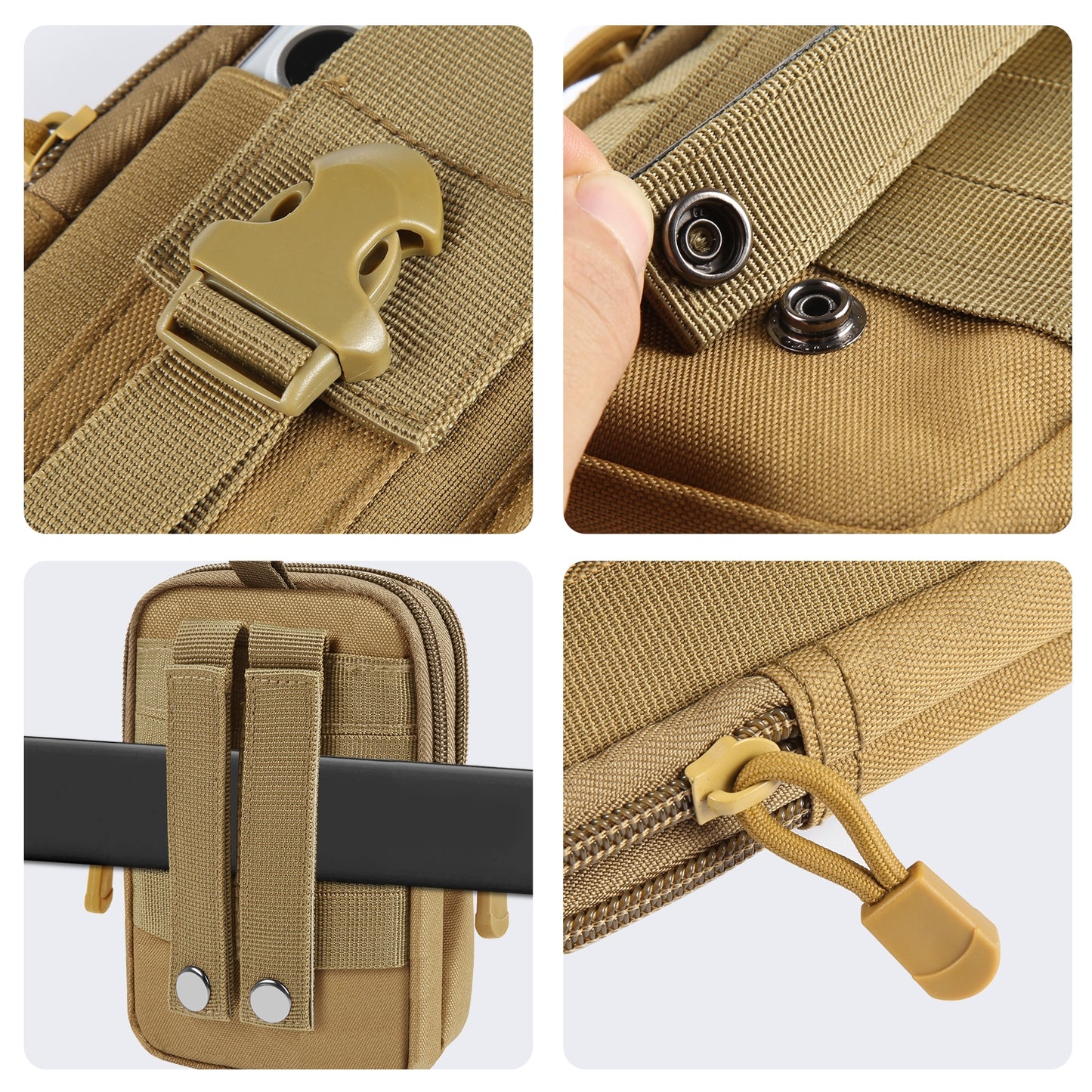 Durable Outdoor Hiking Waist Bag - Splash-Proof 7-Inch Phone Pouch for Sports and Motorcycle