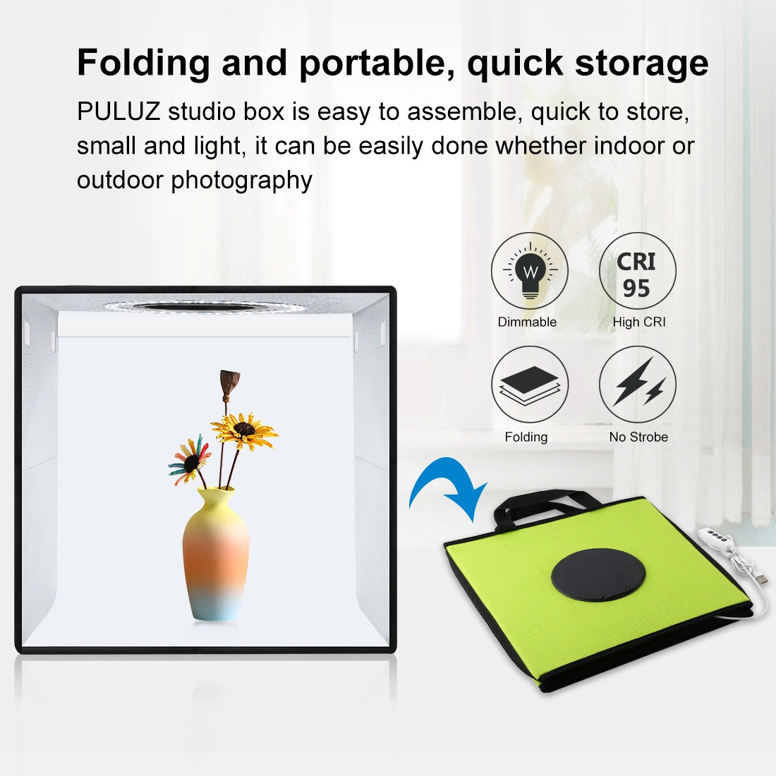 PULUZ 30cm Foldable Ring Light Photo Studio Tent Kit with 6 Colour Backdrops