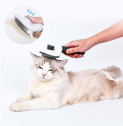 Automatic Stainless Steel Pet Comb - Easy Clean Needle Brush for Dogs & Cats