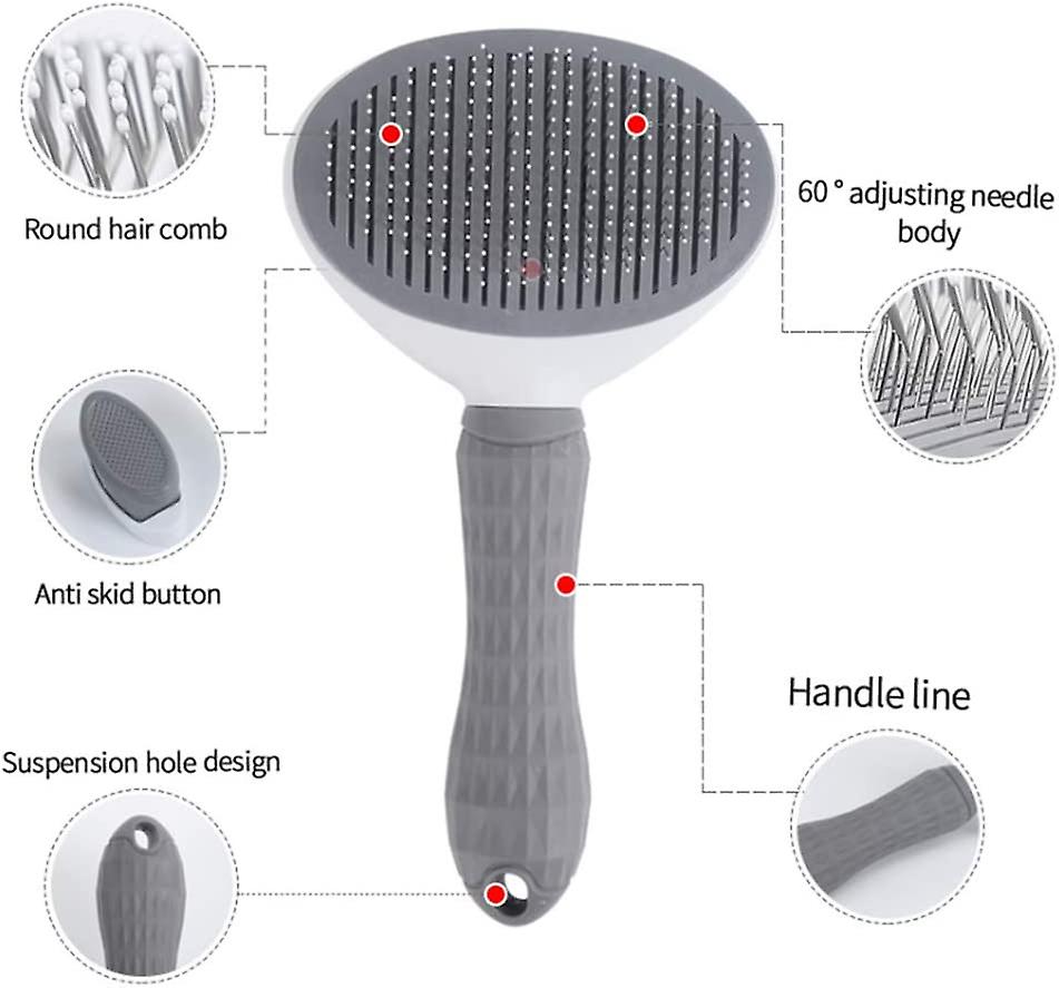 Automatic Stainless Steel Pet Comb - Easy Clean Needle Brush for Dogs & Cats