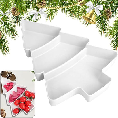 Multi-Compartment Christmas Tree Snack Tray - Microwave Safe, Durable, and Aroma-Resistant