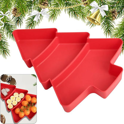 Multi-Compartment Christmas Tree Snack Tray - Microwave Safe, Durable, and Aroma-Resistant