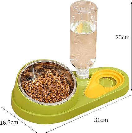 Hygienic Cat & Dog Feeding Set: Automatic Water Refill & Stainless-Steel Food Bowl