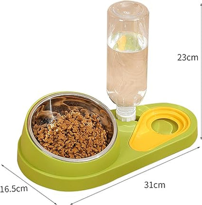 Hygienic Cat & Dog Feeding Set: Automatic Water Refill & Stainless-Steel Food Bowl