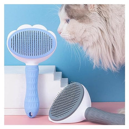 Automatic Stainless Steel Pet Comb - Easy Clean Needle Brush for Dogs & Cats