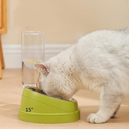 Hygienic Cat & Dog Feeding Set: Automatic Water Refill & Stainless-Steel Food Bowl